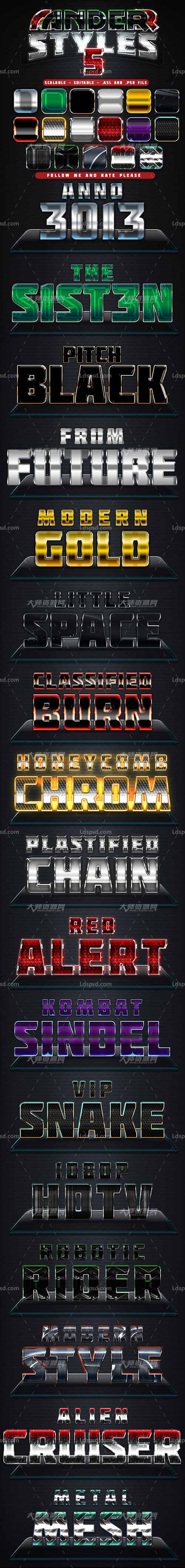 Anderr Styles 5,极品PS样式－17个暗黑风格的文本效果